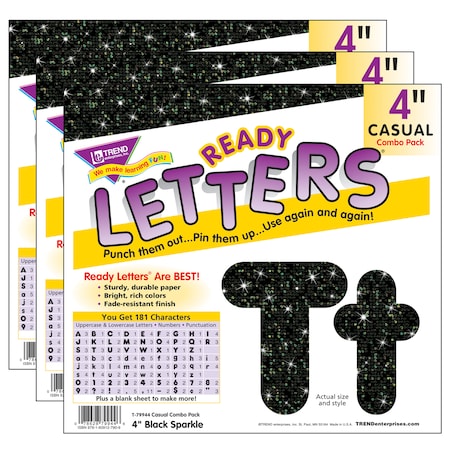 Trend Enterprises Black Sparkle 4 Casual Combo Ready Letters, PK3 T79944